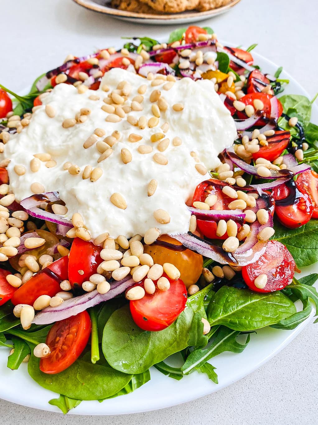 Arugula Salad with Charred Tomatoes and Stracciatella