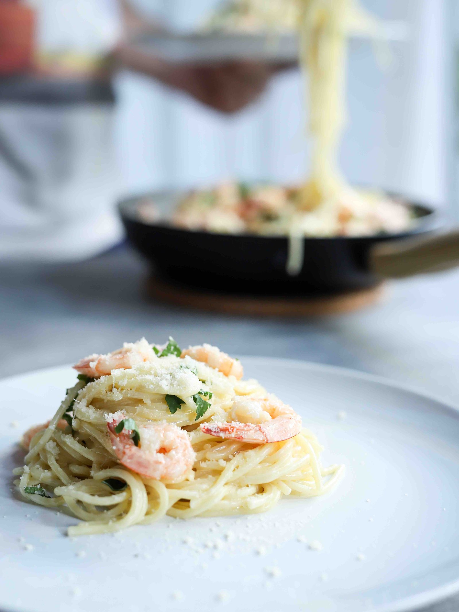 Creamy shrimp pasta